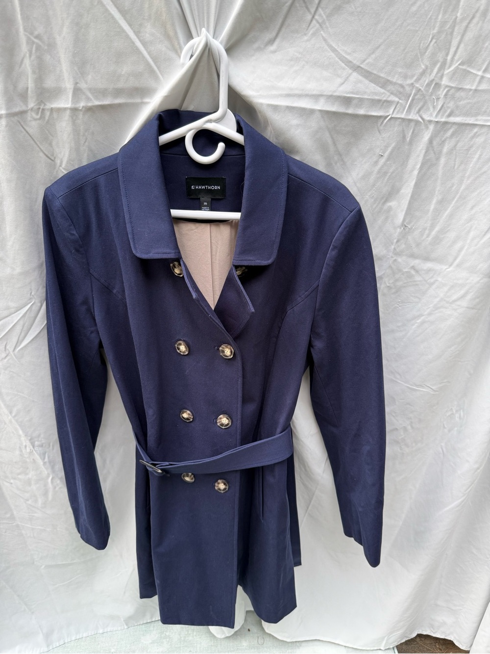 41 Hawthorn Navy Double-Breasted Trench Coat with Belt